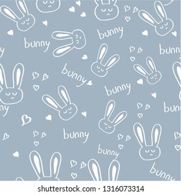 Seamless grey bunny sweet pattern vector