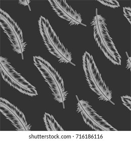 seamless grey feather on dark background