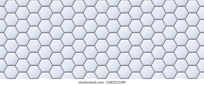 Seamless grey hexagon tile pattern. Honeycomb ceramic tiled texture for bathroom wall, kitchen floor, pool surface. Repeating mosaic grid background. Repeated light blue wallpaper. Vector backdrop