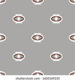 Seamless grey pattern with white, red and green ovals. Abstract background. Good wallpapers