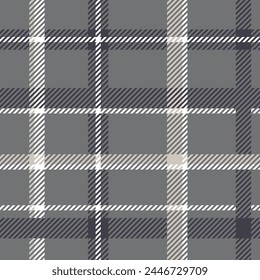 Ilustración vectorial de patrón de tartán gris a cuadros sin costuras. Repite fondos geométricos de gingham para el diseño textil. Patrón geográfico. 