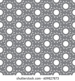 Seamless grey retro vector sun pattern, can be used for wallpaper, pattern fills, web page background, surface textures