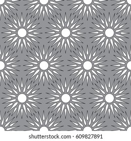 Seamless grey retro vector sun pattern, can be used for wallpaper, pattern fills, web page background, surface textures