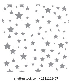 Seamless grey stars pattern on white background