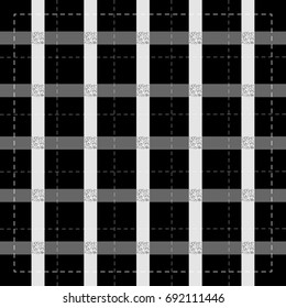 seamless grey stripe pattern on black background with silver square glitter