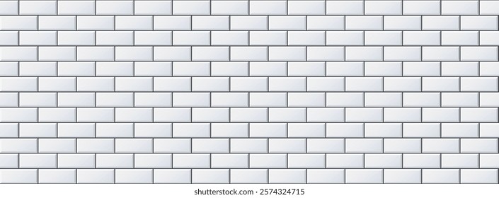 Seamless grey tile pattern. Rectangle ceramic tiled texture for bathroom wall, kitchen floor, pool. Repeating white mosaic grid background. Repeated grey brick backdrop. Vector wallpaper