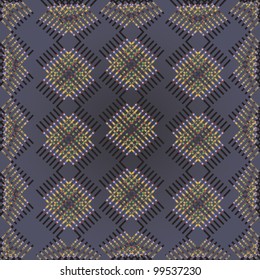 Seamless grey wallpaper pattern with colorful ornament