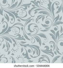 Seamless grey and white floral vector pattern. Wrapping paper, wallpaper, upholstery print template.