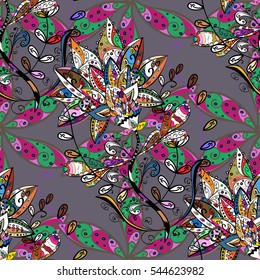 Seamless grey and white flower vector background. Winter colored pattern for gift wrapping paper.