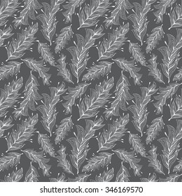 Seamless greyscale  pattern with hand drawn elements. Vector illustration for your graphic design.