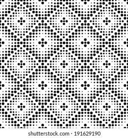 Seamless grid black and white texture. Dotted illustration background. Repeating geometric element.