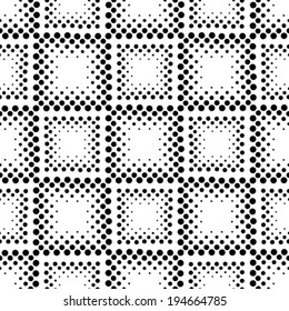 Seamless grid black and white texture. Dotted illustration background. 