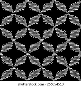 Seamless grid black and white texture. Dotted illustration background. Repeating seamless halftone geometric element. 