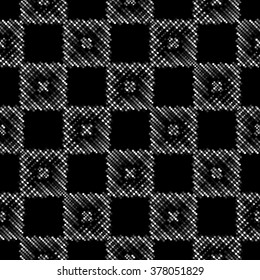 Seamless grid black and white texture. Dotted vector illustration background. 