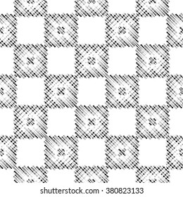 Seamless grid black and white texture. Dotted vector illustration background. 