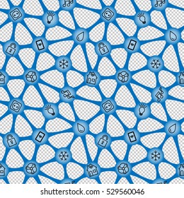 Seamless grid on transparent background. Internet of things