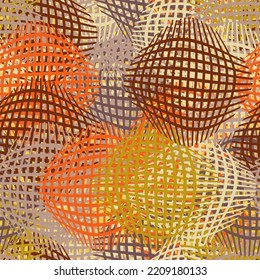 Seamless grid pattern with colorful grunge checkered salient round elements  for web design