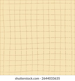 Seamless grid pattern with hand-drawn wavy lines on a trendy butter yellow background. Ideal for textiles, wrapping paper, digital backgrounds and home decor.