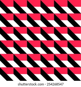 Seamless Grid Pattern. Vector Black and Red Background. Regular Texture