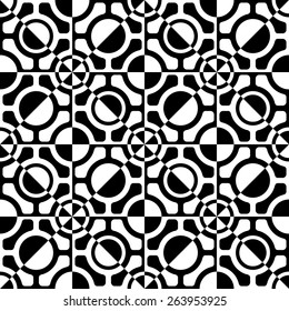 Seamless Grid Pattern. Vector Black and White Background. Regular Texture