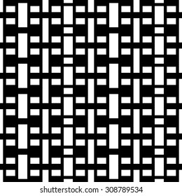 Seamless Grid Pattern. Vector Black and White Background. Regular Texture