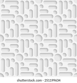 Seamless Grid Pattern. Vector Circle and Square Background. Regular White Texture