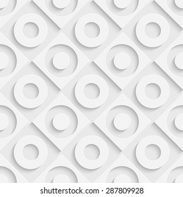 Seamless Grid Pattern. Vector Circle and Square Background. Regular White Texture