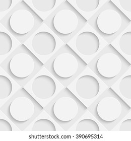 Seamless Grid Pattern. Vector Circle and Square Background. Regular White Texture