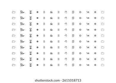 Seamless Grid of Simple Black and White Vector Icons.