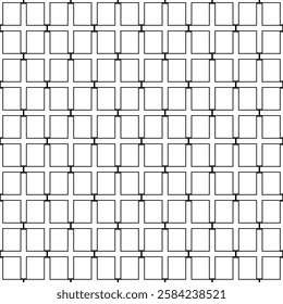 Seamless grid texture geometric ornamental pattern. Black geometric blocks pattern. Black and white geometric minimalist aesthetic pattern background. EPS Vector illustration