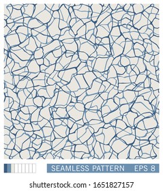 Seamless grid texture. Stylized pattern of mesh, net, vein or organic structure. Vector design. Random sponginess surface. 