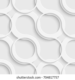 Seamless Grid Wallpaper. 3d White Curved Background. Vector Geometric Texture