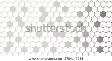 A seamless grid of white-outlined hexagons filled with varying shades of grey, creating a fading mosaic effect from left to right.