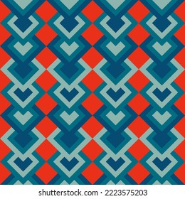 Seamless Groovy aestethic pattern with triangles in the style of the 70s and 60s. Vector illustration