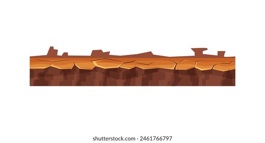 Seamless ground cross section of desert and bare rocks, underground texture vector illustration