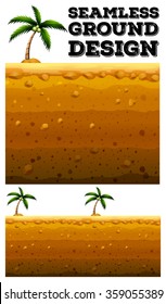 Seamless ground design with coconut tree illustration