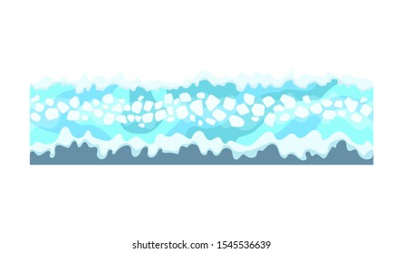 Seamless ground, soil and land vector image for UI games. Surface of water and ice illustration.