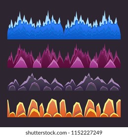 Seamless ground surface set, fantasy design elements for computers game interface vector Illustration on a black background