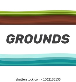 Seamless grounds, soil and grass for ui game illustration of a s