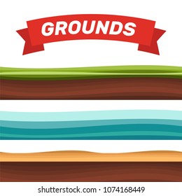 Seamless grounds, soil and grass for ui game illustration of a set of various seamless grounds. Ground grass game vector