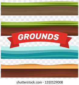 Seamless grounds, soil and grass for ui game illustration of a set of various seamless grounds. Ground grass game vector