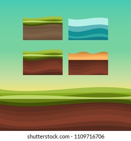Seamless grounds, soils and land vector set for UI games