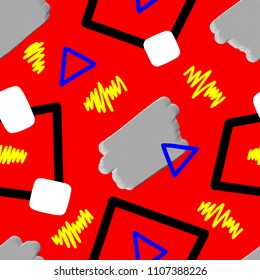 Seamless grunge abstract brush strokes pattern in bright colors