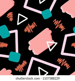 Seamless grunge abstract brush strokes pattern in bright colors