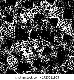 Seamless grunge background. Black and white grunge texture. Monochrome abstract template