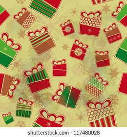 Seamless grunge background with Christmas presents. Eps10
