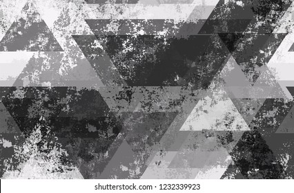 Seamless Grunge Background with Geometric Shapes. Distressed Technology Pattern. Tech Forms Seamless Texture. Sporty Fashion Pattern.