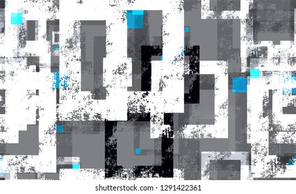 Seamless Grunge Background with Geometric Shapes. Distressed Technology Pattern. Dirty Grunge Style Background. Technological Camouflage Pattern.
