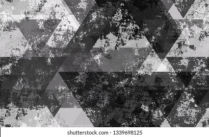 Seamless Grunge Background with Geometric Shapes. Cracked Technology Pattern.  Tech Forms Seamless Texture. Technological Camouflage Pattern.
