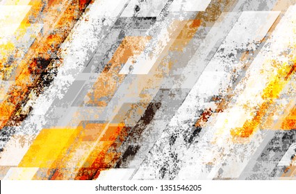 Seamless Grunge Background With Geometric Shapes. Distressed Technology Pattern. Tech Forms Seamless Texture. Sporty Fashion Pattern.